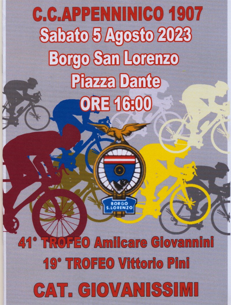 Il frontespizio del catalogo della gara ciclistica