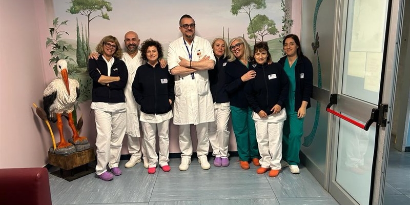 All'ingresso del blocco parto con il dottor Gianpaolo Mirri