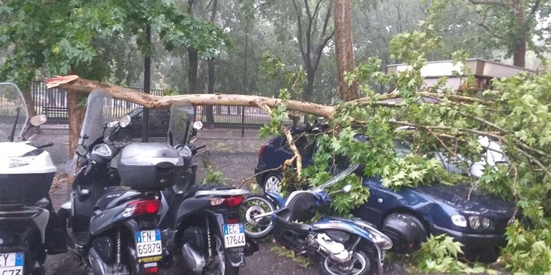 Una foto dei danni causati dal maltempo