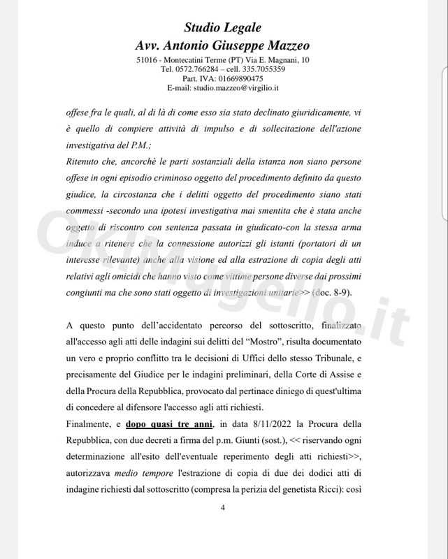 documenti Mostro di Firenze