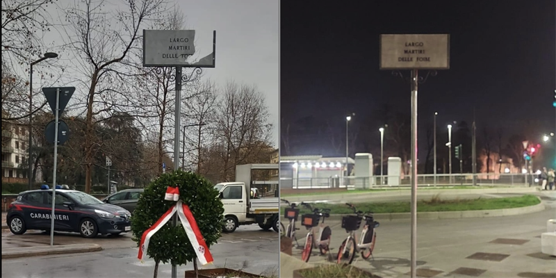 La targa vandalizzata