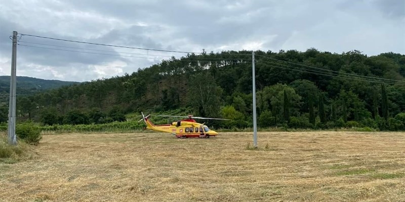 Elisoccorso a Rufina nella zona del passaggio a Livello