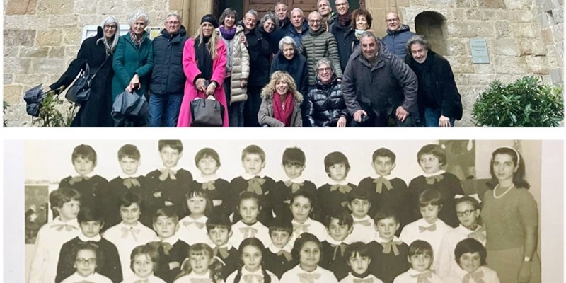 Immagini a confronto. A scuola (in basso) e ora