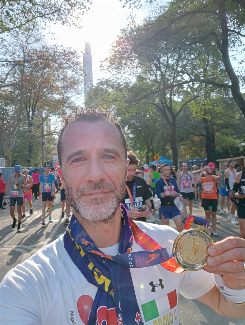 Cecconi durante la maratona di New York