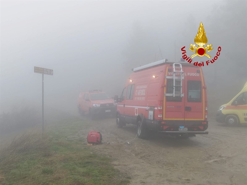 I mezzi dei VVFF impegnati nelle ricerche