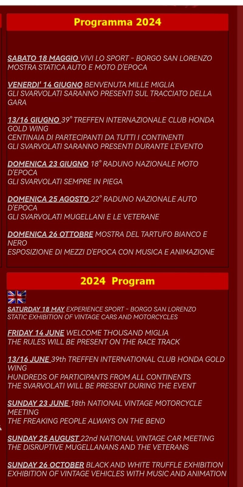 Svarvolati Mugellani il programma