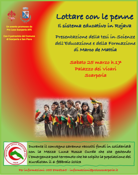 “Lottare con le penne, il sistema educativo in Rojava”. La presentazione della tesi di laurea di Marco de Mattia
