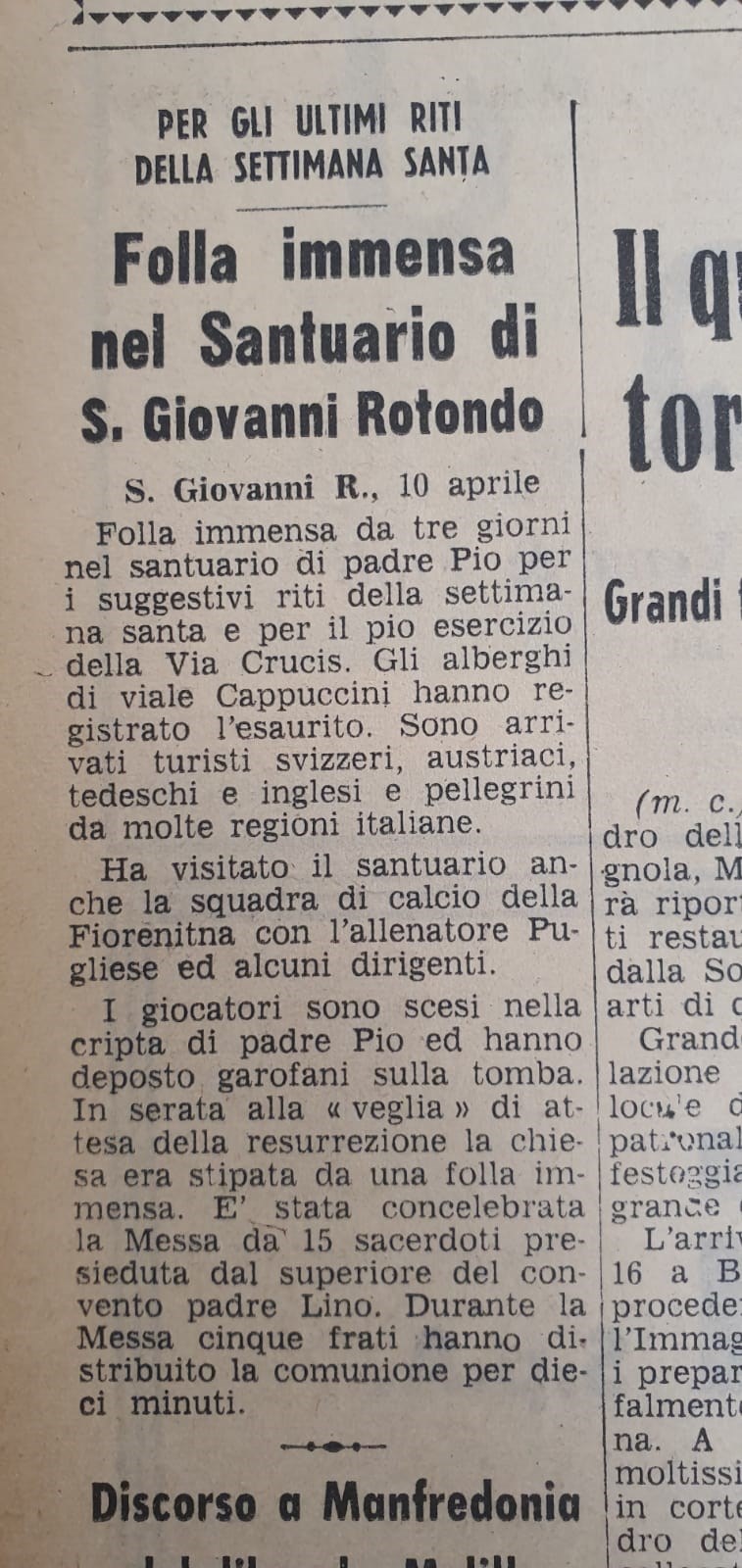 L’articolo che fu pubblicato a San Giovanni Rotondo   