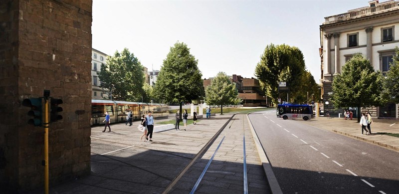 il rendering della futura piazza Beccaria