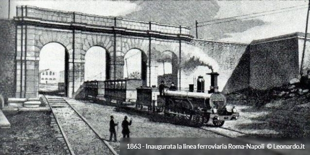 1863 - Inaugurata la linea ferroviaria Roma-Napoli (162 anni fa)