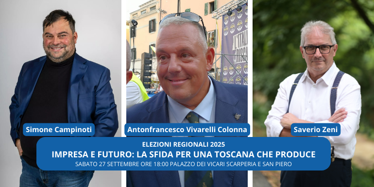 Antonfrancesco Vivarelli Colonna, e i candidati Saverio Zeni e Simone Campinoti