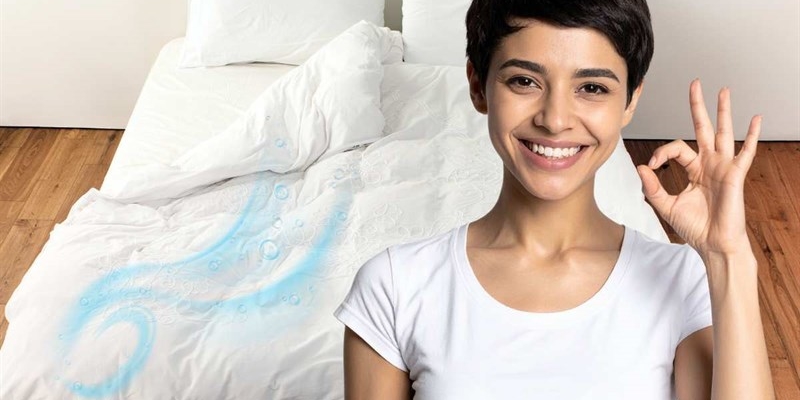 donna gesto ok piumone letto