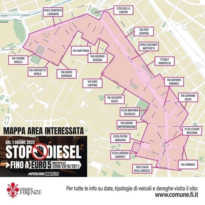 la mappa dell'area interessata al blocco smog