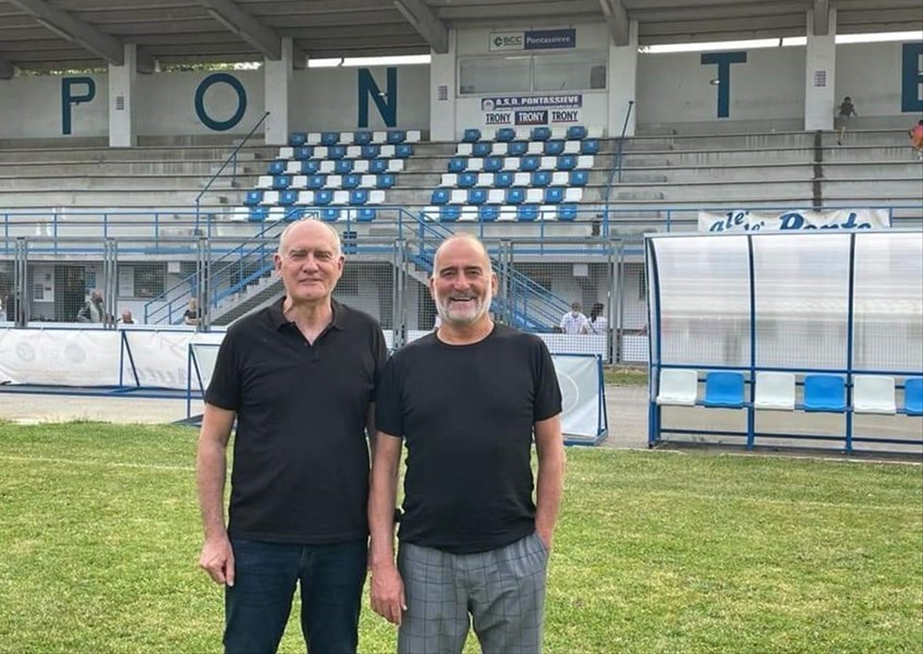 Il nuovo allenatore Marco Brachi assieme al Presidente dell'ASD Pontassieve Calcio Giuseppe Giusti