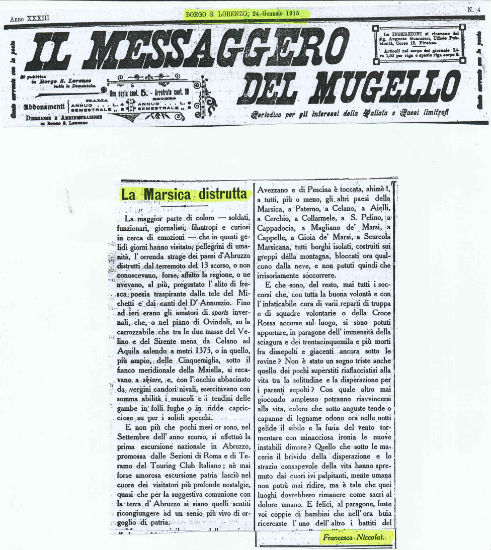 Il Mugello e il terremoto della Marsica