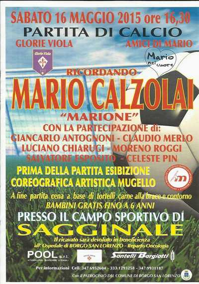 Sabato la Partita (e non solo) Ricordando 'Marione'. Le info