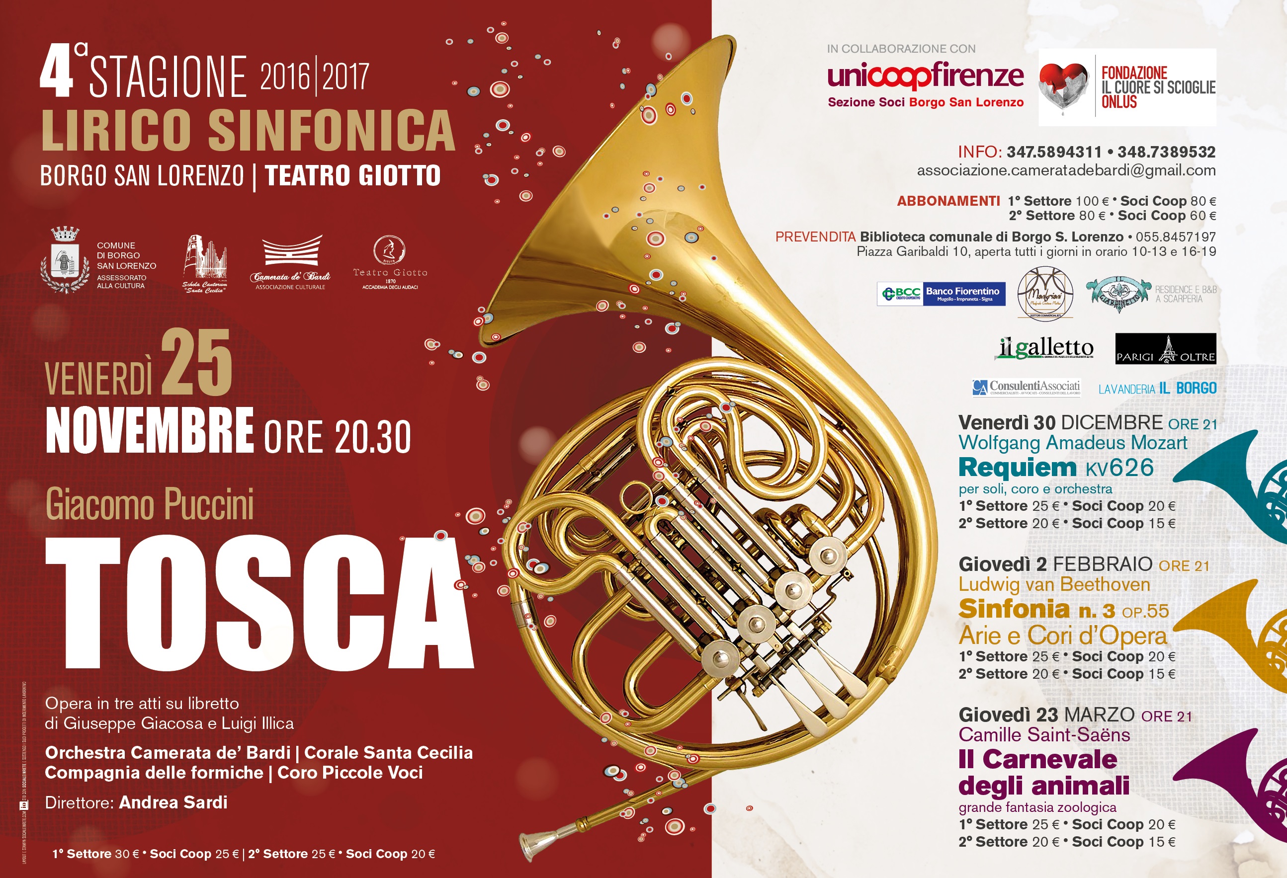 La stagione lirico - sinfonica al Giotto di Borgo. Tutte le date e gli eventi