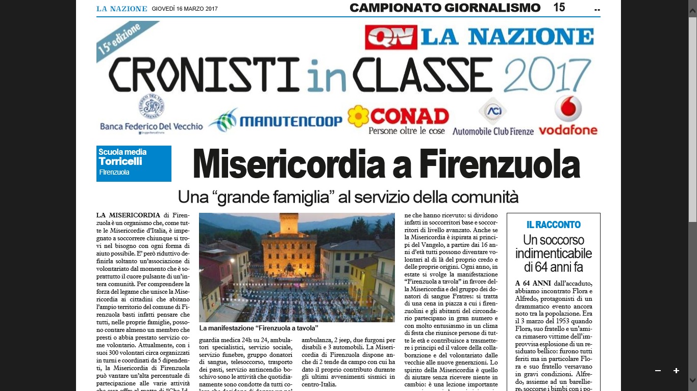 Cronisti in classe. Tocca a Firenzuola, pagina su Misericordia e soccorsi
