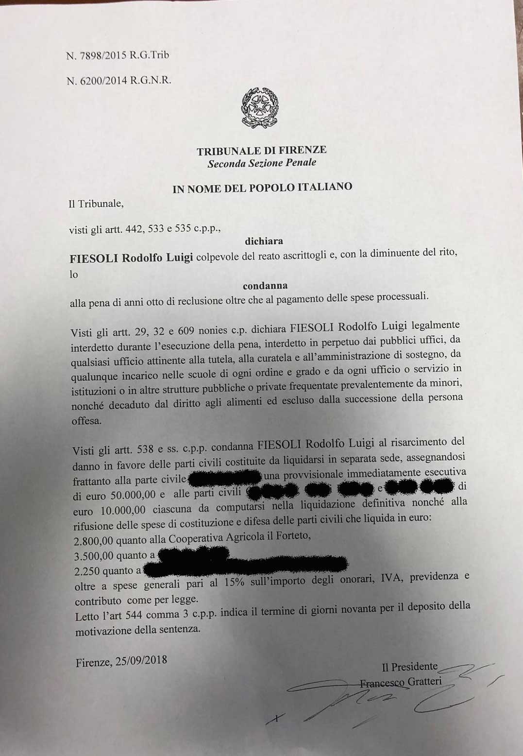 Nuova condanna a Fiesoli. La questione del risarcimento al Forteto e le reazioni politiche