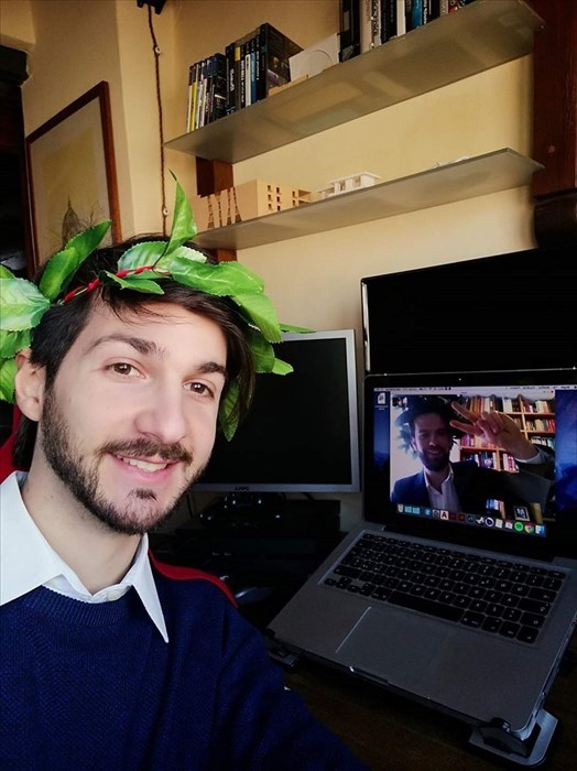Fabio e Lapo, ideatori del progetto di tesi, il giorno della laurea per via telematica