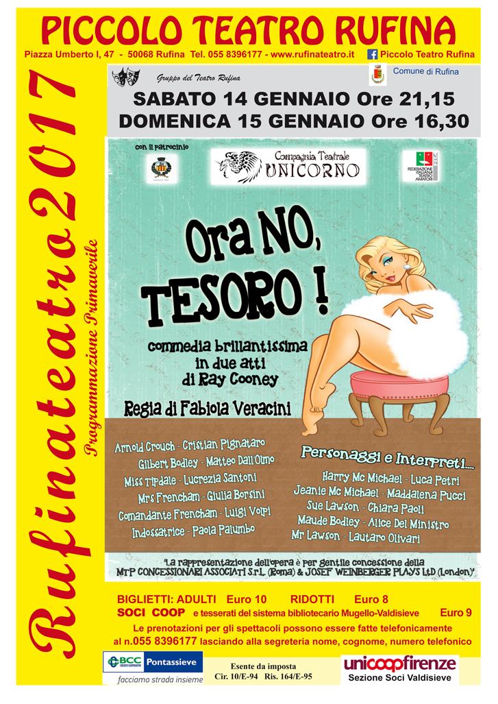 Ora no tesoro di Ray Cooney a Rufina il 14 e il 15 Gennaio