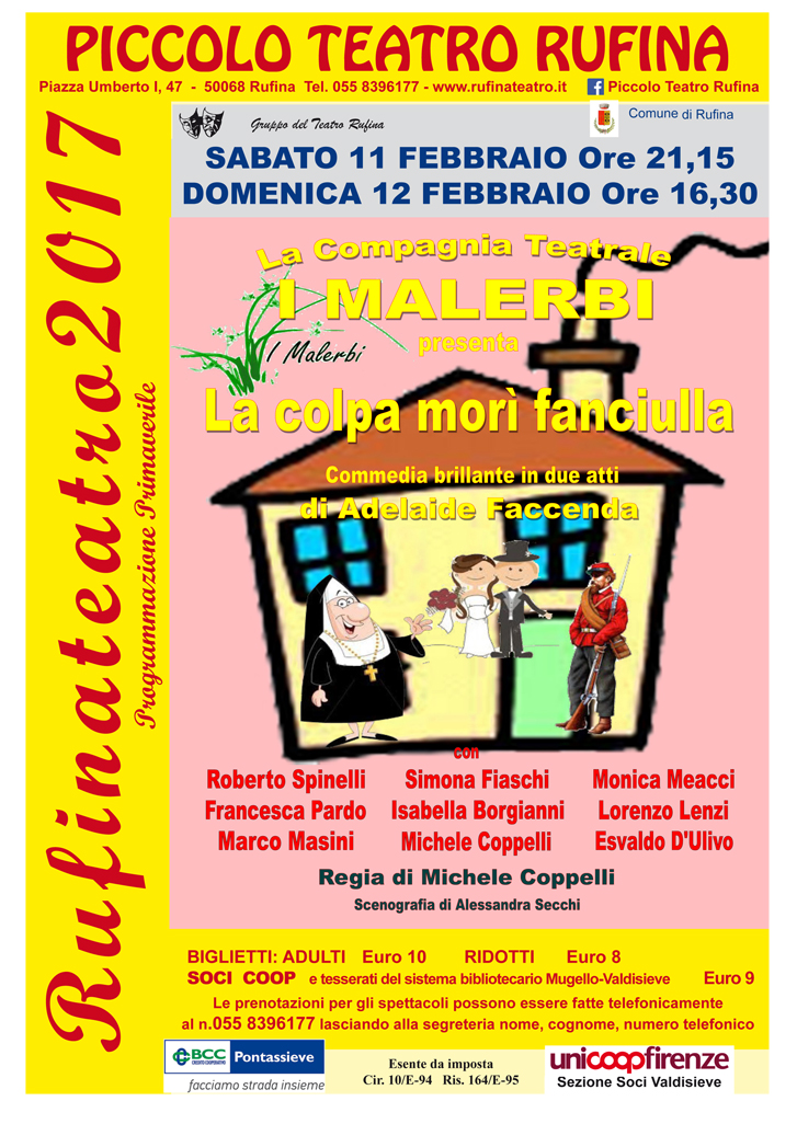 La Colpa morì fanciulla di Adelaide Faccenda a Rufina l'11 e il 12
