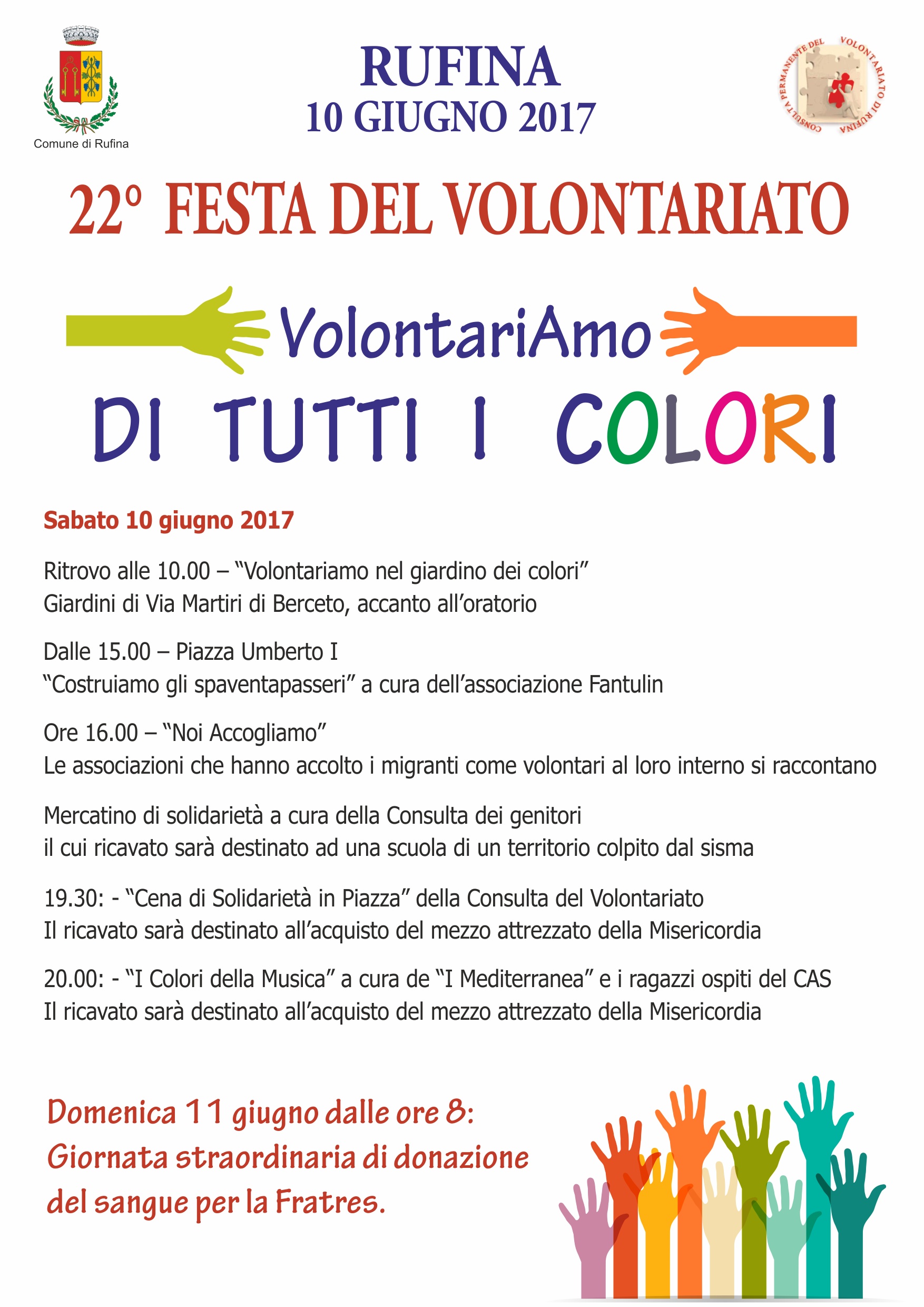 Rufina. Volontariato di tutti i colori in occasione della 22° edizione di Volontariamo