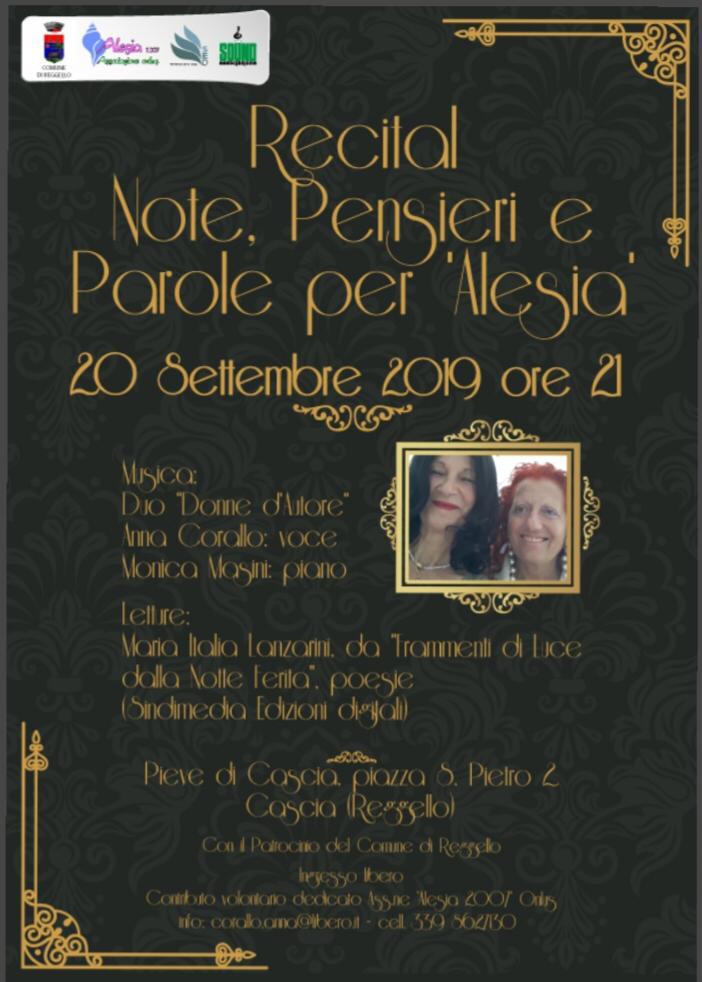 Note, pensieri e parole per Alesia. Recital stasera a Reggello
