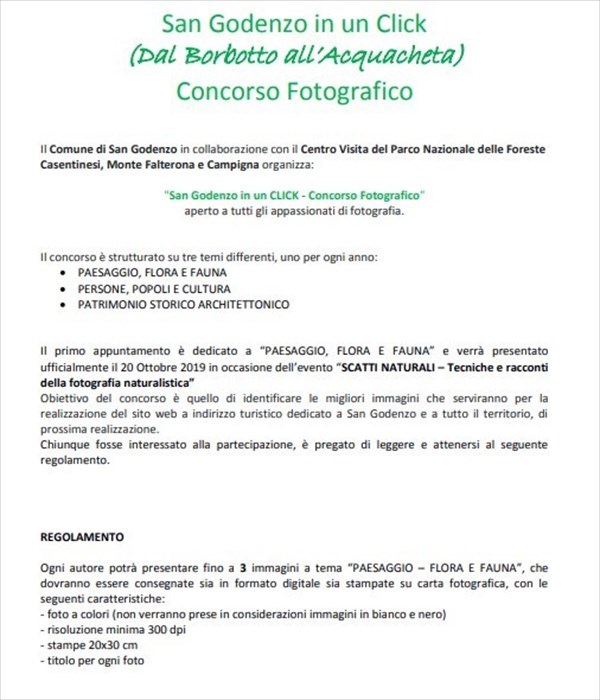 Regolamento del concorso ""San Godenzo in un click"" - pag.1
