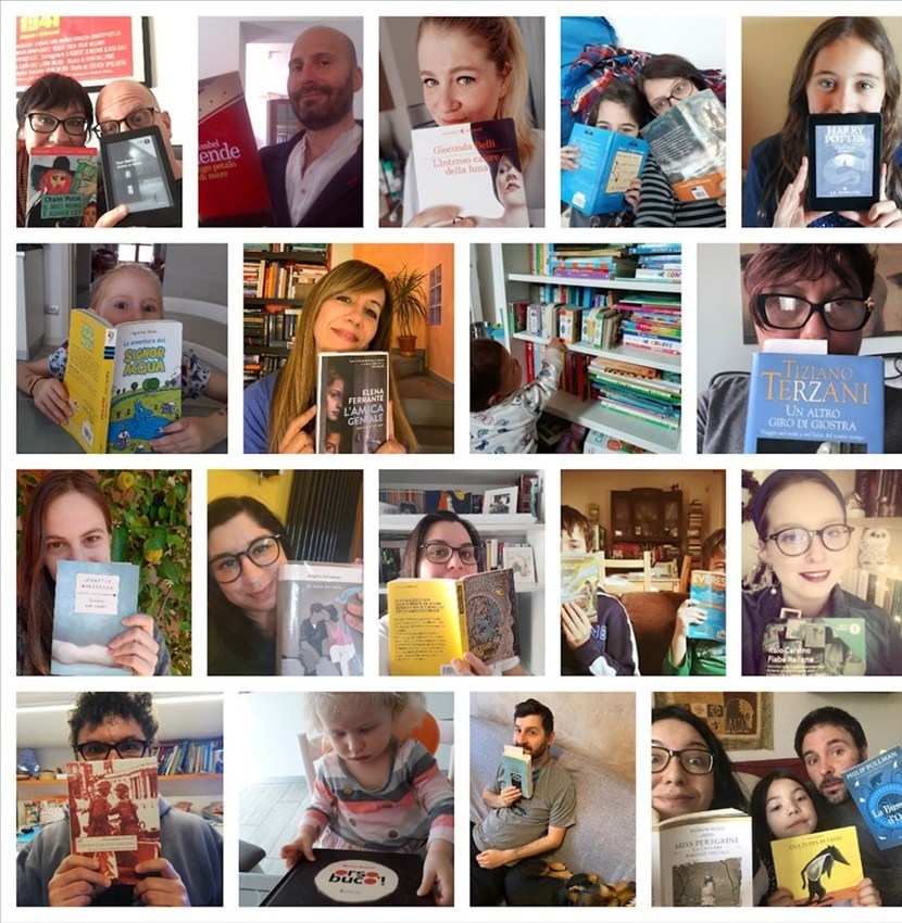 Collage biblioteca di Pontassieve della campagna social “Io ci metto la FacciaLibro”