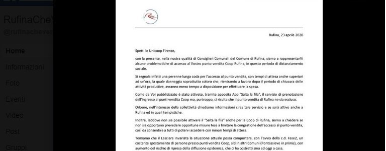 Lettera di Rufinacheverrà a Unicoop