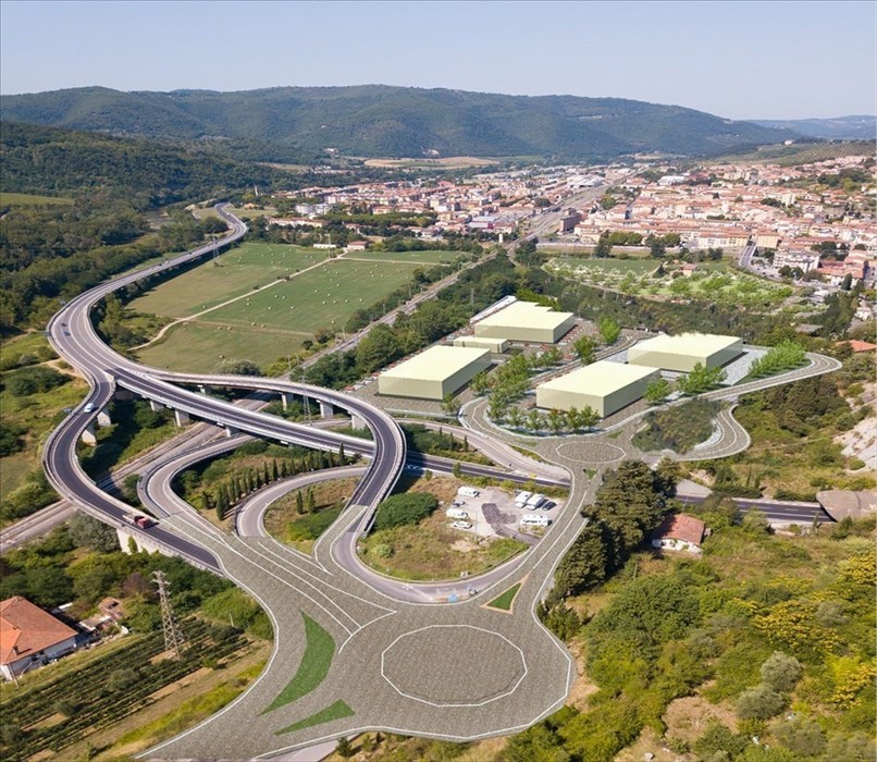 Randering del progetto di recupero della Ex Italcementi - ""Pelago Retail Park"",""Ancona Real Estate