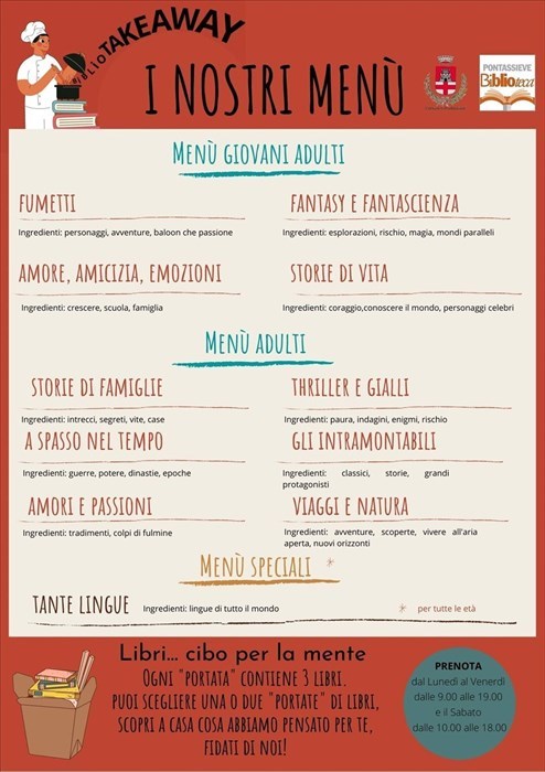I ""Menù"" ovvero i pacchetti-libri disponibili grazie al progetto ""Bibliotakeaway"" della Biblioteca di Pontassieve - Parte 1