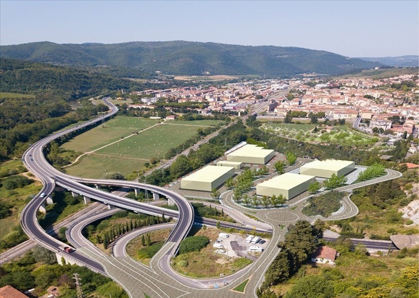Randering del progetto di recupero della Ex Italcementi - Pelago Retail Park