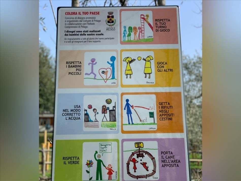 Cartello per le aree verdi di Pelago realizzato dai ragazzi del territorio