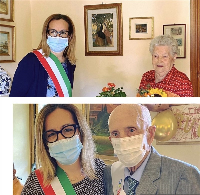 Il Sindaco Marini con i festeggiati