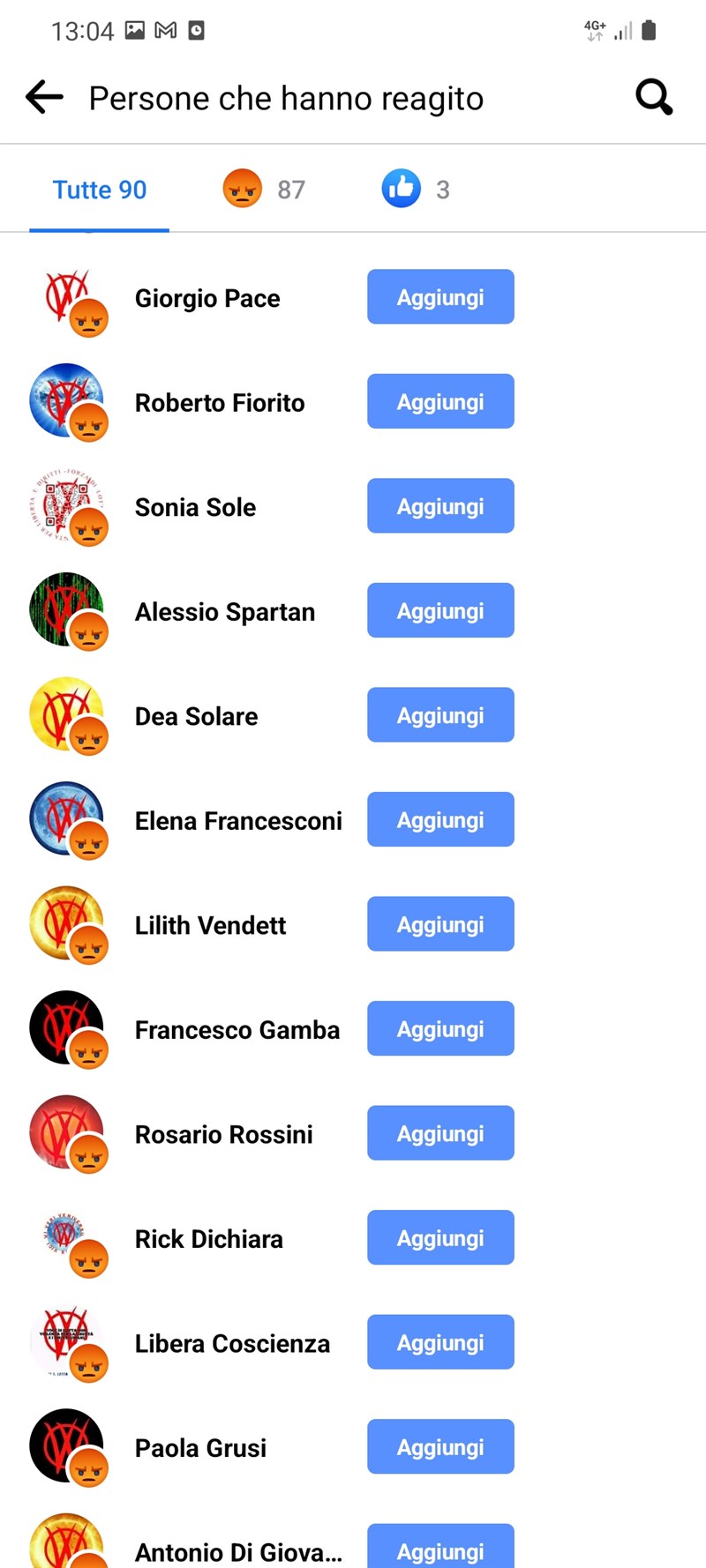 Alcuni screnshoot delle reazioni e dei commenti pubblicati dal gruppo organizzato