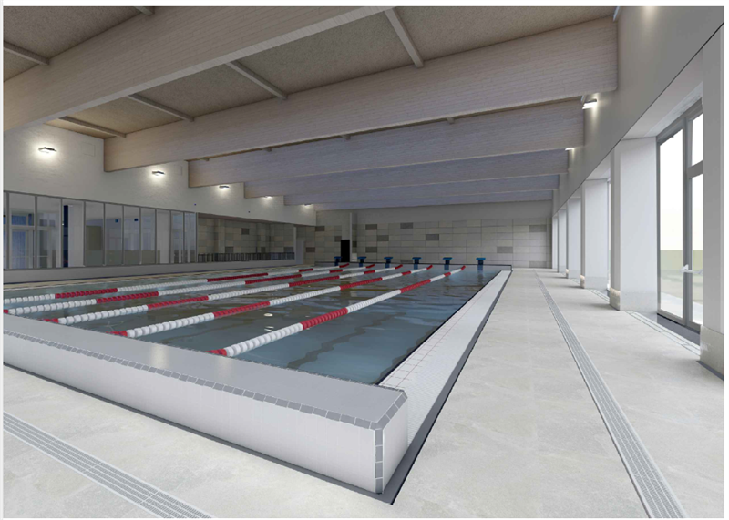 Render della futura piscina di Figline Valdarno
