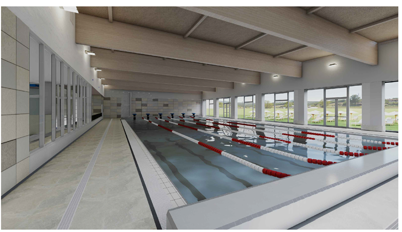 Render della futura piscina di Figline Valdarno