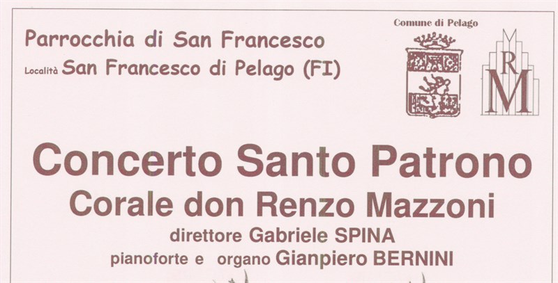 Locandina dell’evento ""Concerto Santo Patrono"" della Corale Don Renzo Mazzoni