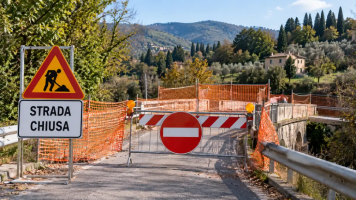 Cantiere sulla SP 86 tra Donnini e Tosi